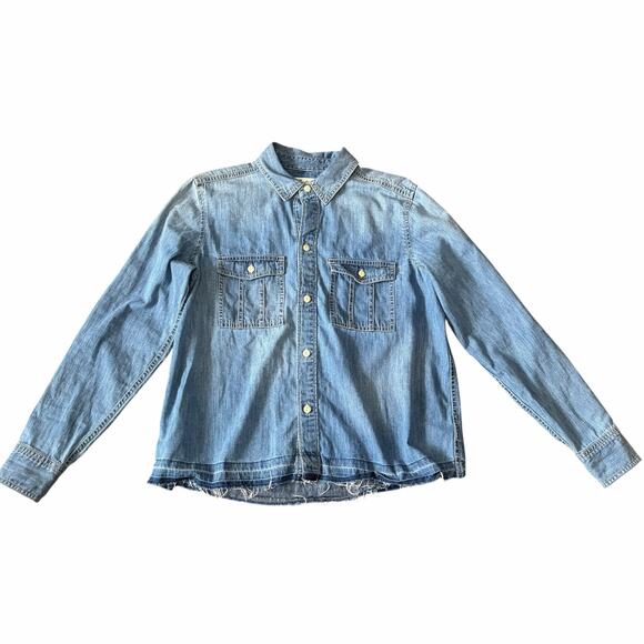 Madewell Women's Chambray Button Up Top Small Blue Denim Western Cowgirl Casual - Picture 1 of 8